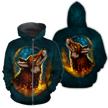 Wolf 3D All Over Printed Unisex Deluxe Hoodie ML