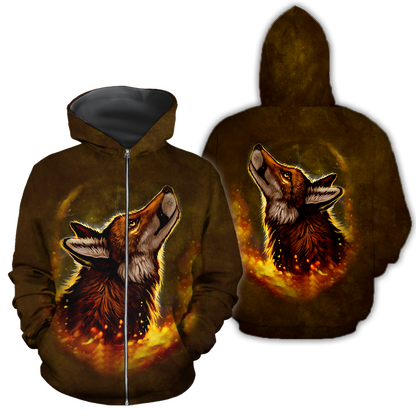 Wolf 3D All Over Printed Unisex Deluxe Hoodie ML