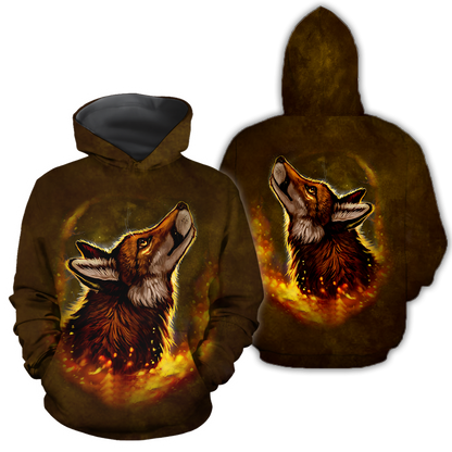 Wolf 3D All Over Printed Unisex Deluxe Hoodie ML