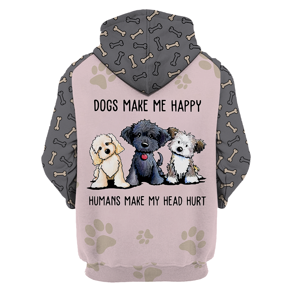 3D All Over Printed Dog Make Me Happy Unisex Shirts XT