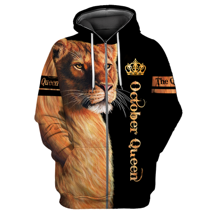 October Lion Queen 3D All Over Printed Shirt for Women