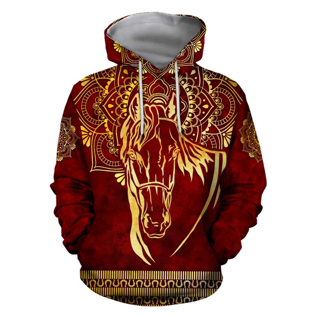 3D All Over Printed Horse Pattern in Red Unisex Shirts XT