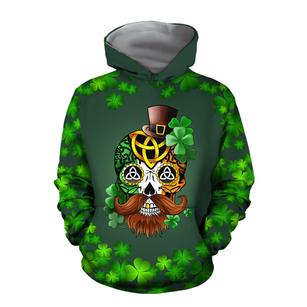 3D All Over Printed Irish Skull St Patrick Day Unisex Shirts XT