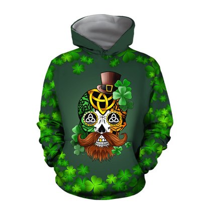 3D All Over Printed Irish Skull St Patrick Day Unisex Shirts XT