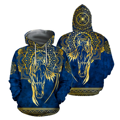 3D All Over Printed Horse Pattern in Blue Unisex Shirts XT  HHT27012102JJ