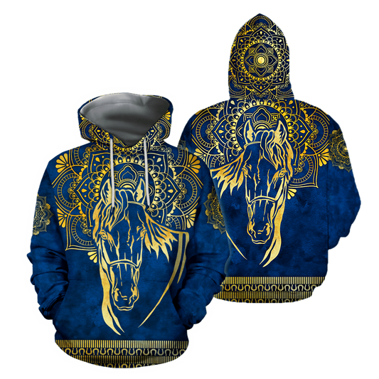 3D All Over Printed Horse Pattern in Blue Unisex Shirts XT  HHT27012102JJ