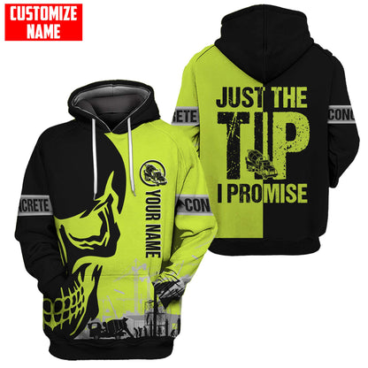 Concrete Finisher Site Skull Green Safety Custom name 3D Printed Shirts