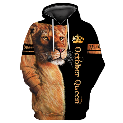 October Lion Queen 3D All Over Printed Shirt for Women