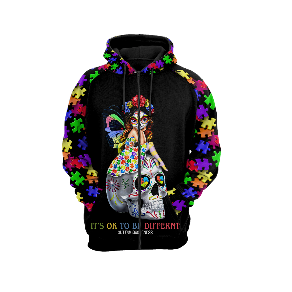 3D All Over Printed Autism Awareness -Cute Skull  Unisex Shirts XT