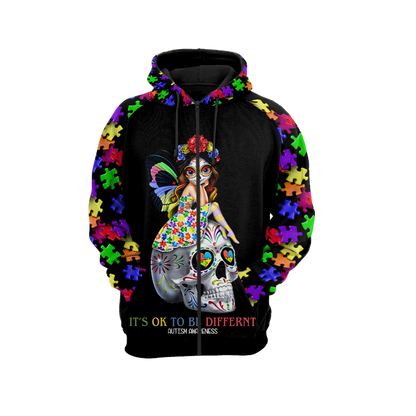 3D All Over Printed Autism Awareness -Cute Skull  Unisex Shirts XT