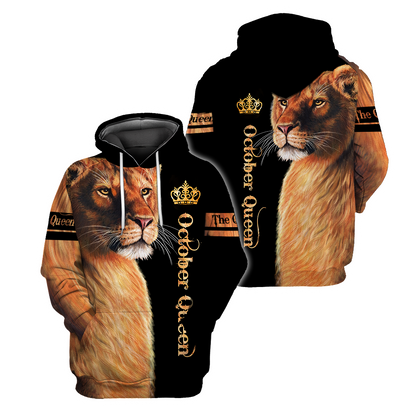 October Lion Queen 3D All Over Printed Shirt for Women