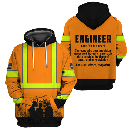 Construction Worker Orange Safety 3D printed shirts