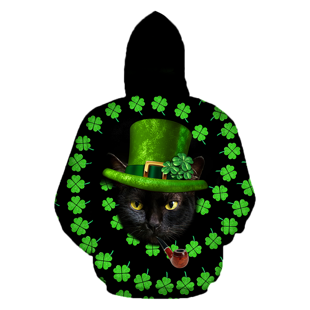 3D All Over Printed  Irish- American black cat  St Patrick Day Unisex Shirts