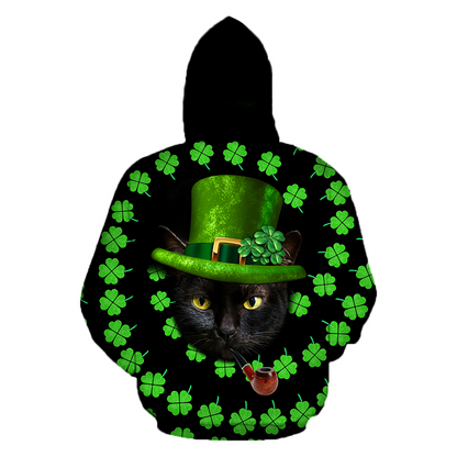3D All Over Printed  Irish- American black cat  St Patrick Day Unisex Shirts