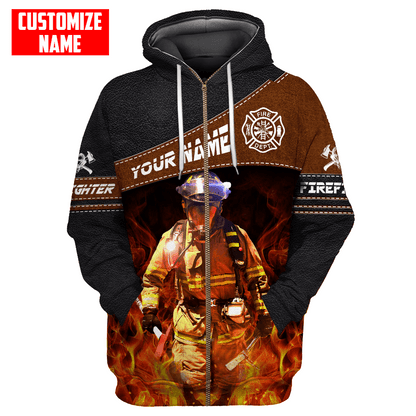 Customized Name Firefighter 3D All Over Printed Unisex Shirts