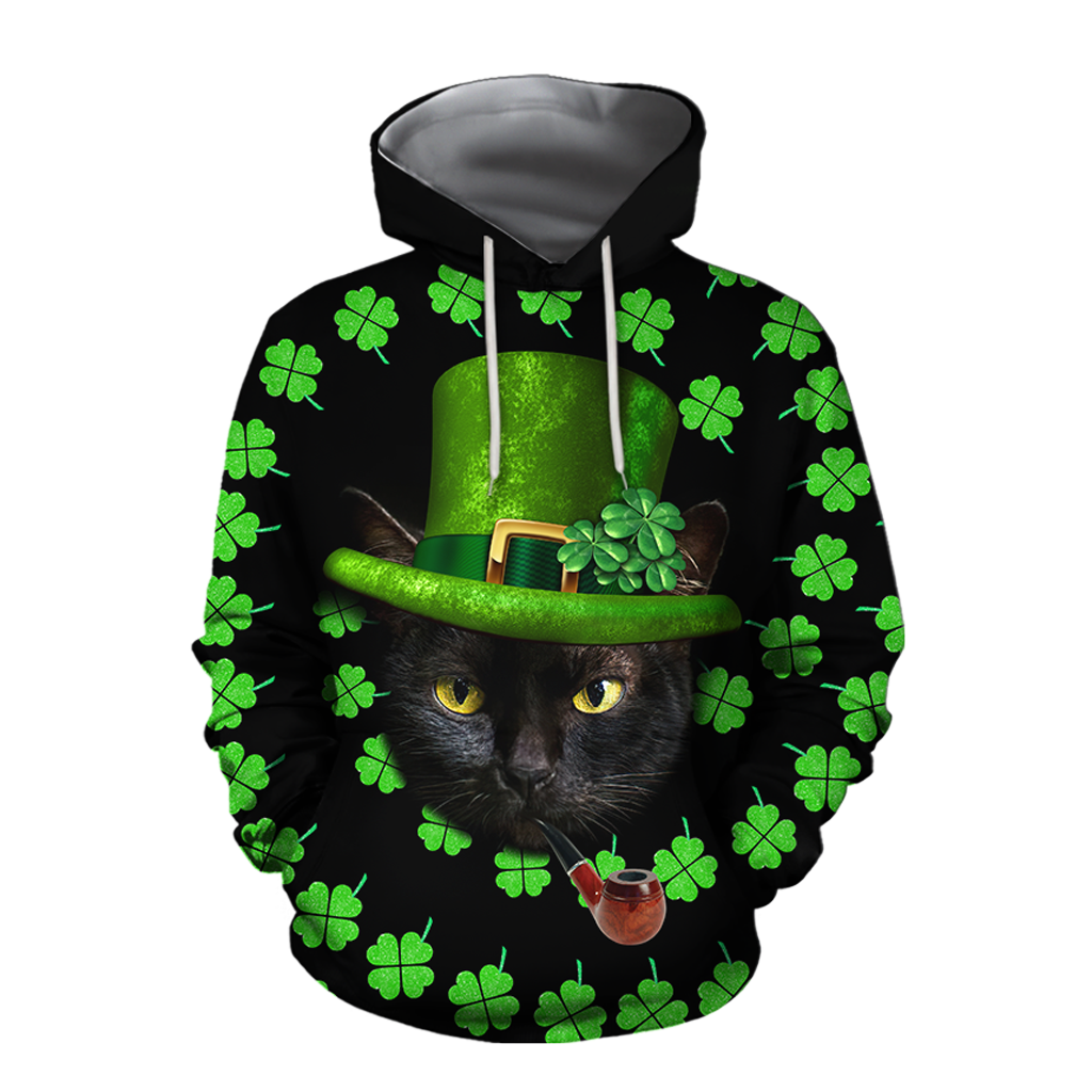 3D All Over Printed  Irish- American black cat  St Patrick Day Unisex Shirts