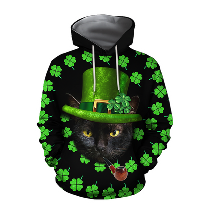 3D All Over Printed  Irish- American black cat  St Patrick Day Unisex Shirts