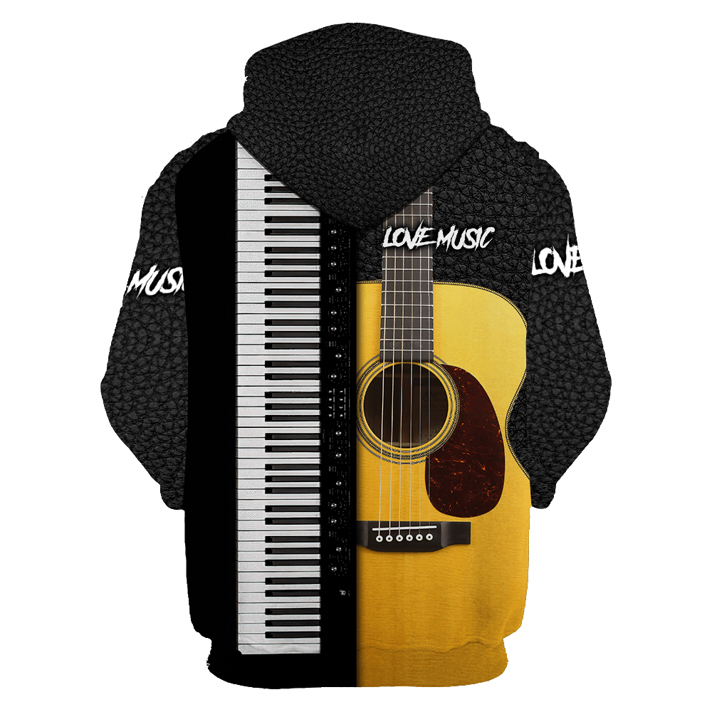 Piano Guitar Musical Instrument 3D All Over Printed Hoodie For Men And Women
