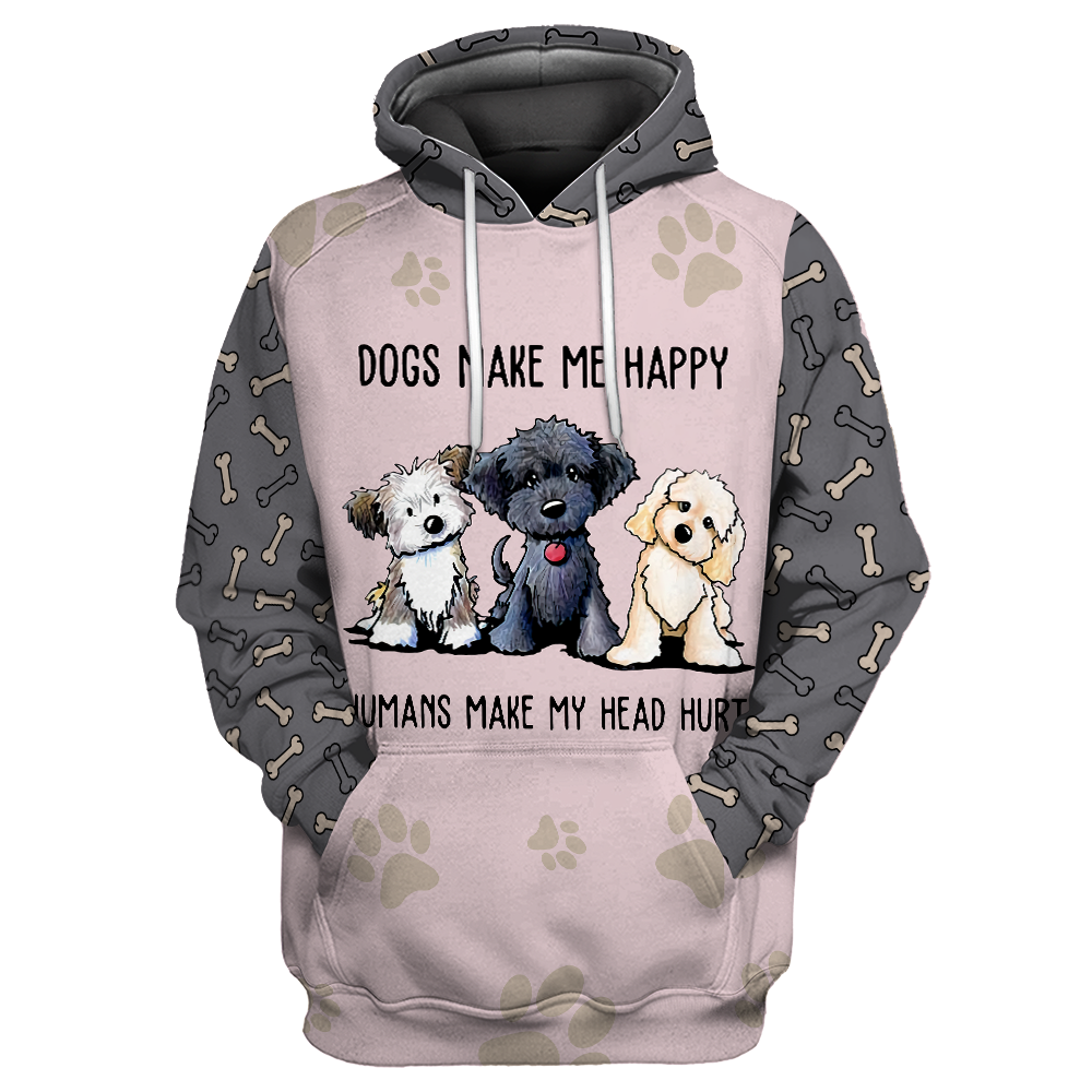 3D All Over Printed Dog Make Me Happy Unisex Shirts XT