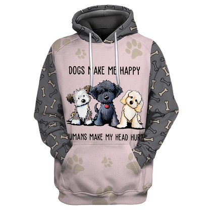 3D All Over Printed Dog Make Me Happy Unisex Shirts XT