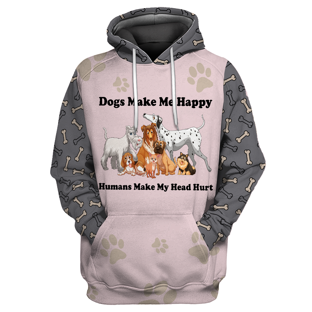 3D All Over Printed Dog Make Me Happy Unisex Shirts XT