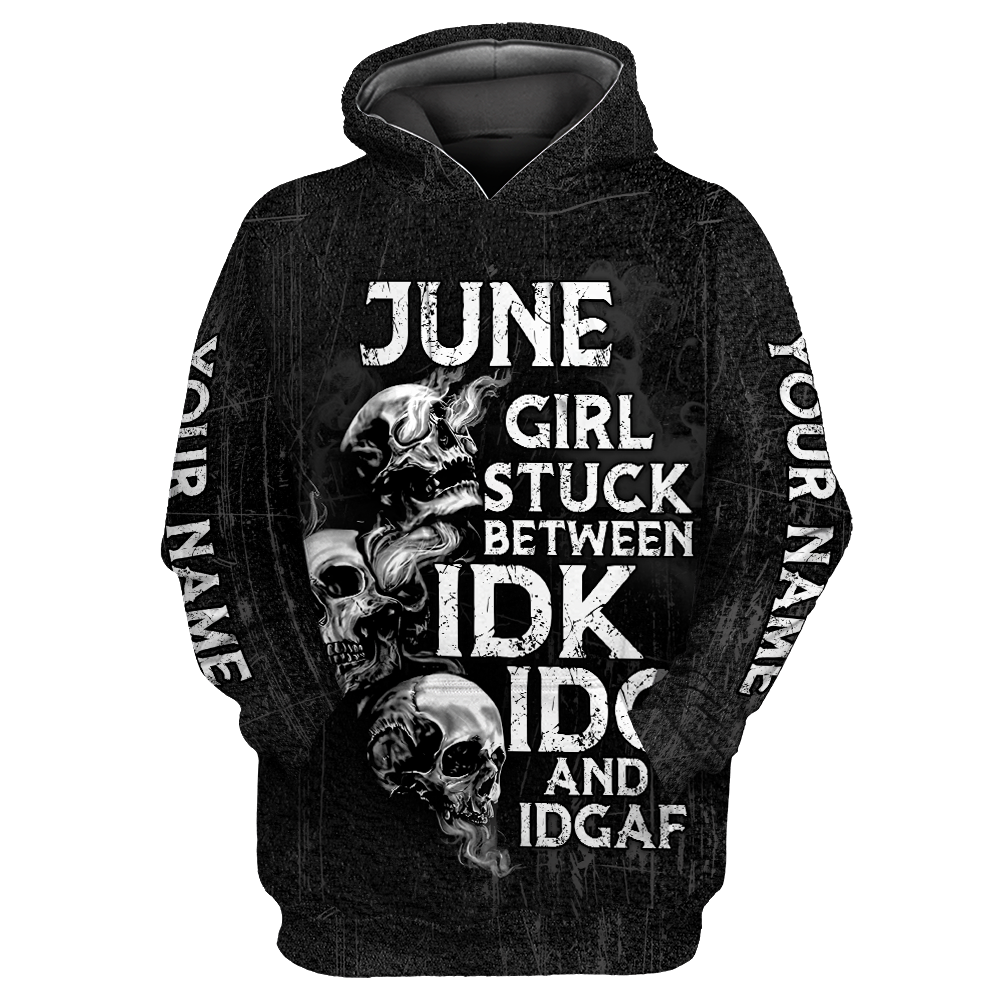 Customize Name June Girl Skull Hoodie For Men And Women TNA26042101.S1