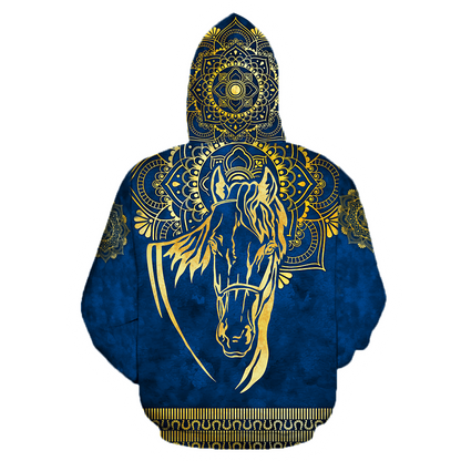 3D All Over Printed Horse Pattern in Blue Unisex Shirts XT  HHT27012102JJ