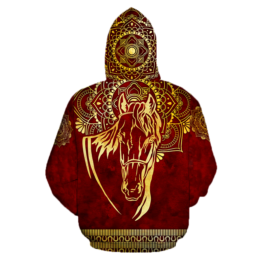3D All Over Printed Horse Pattern in Red Unisex Shirts XT