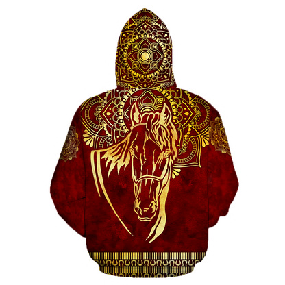 3D All Over Printed Horse Pattern in Red Unisex Shirts XT