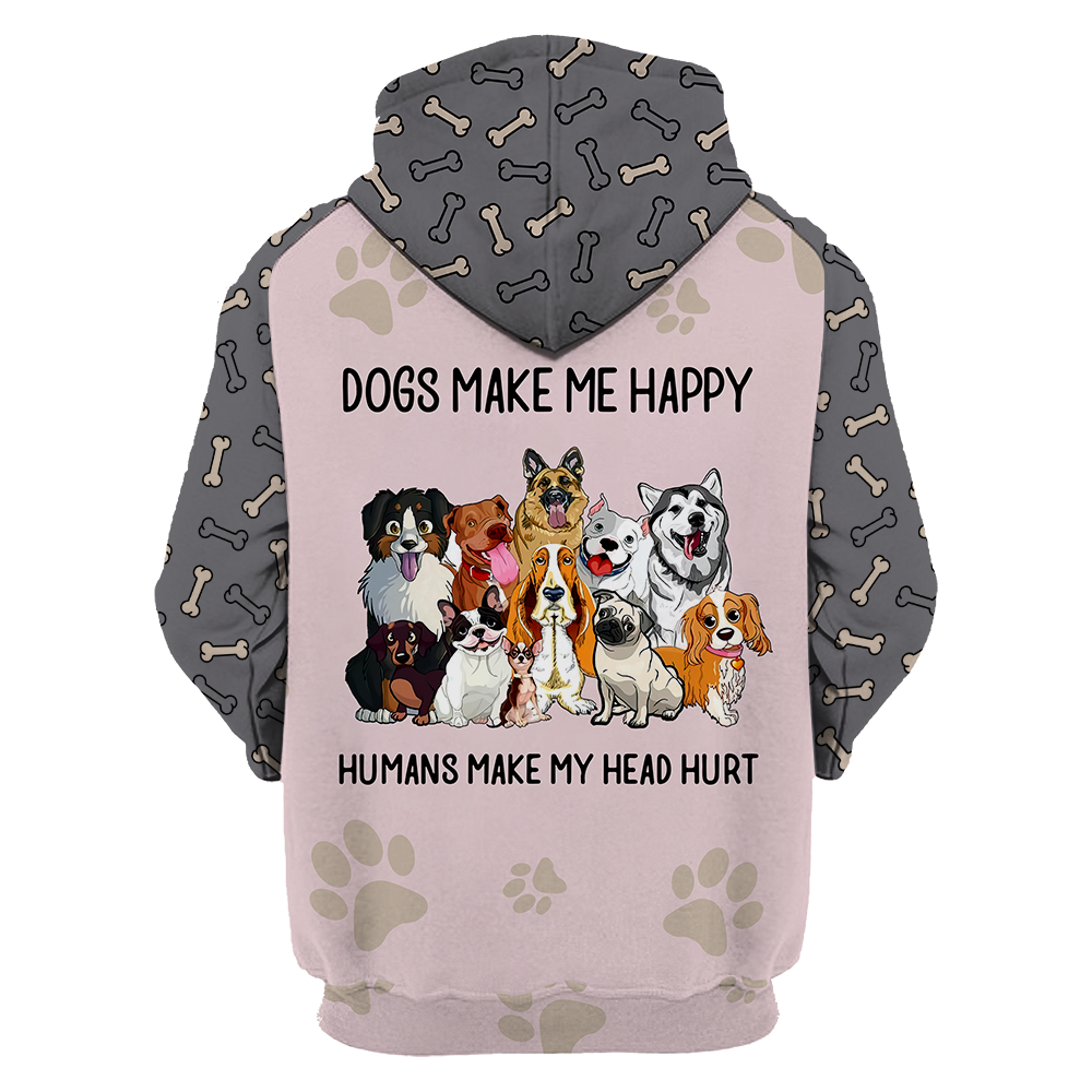 3D All Over Printed Dog Make Me Happy Unisex Shirts