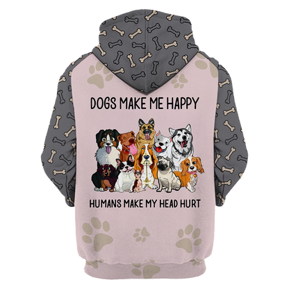 3D All Over Printed Dog Make Me Happy Unisex Shirts