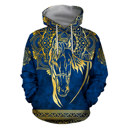3D All Over Printed Horse Pattern in Blue Unisex Shirts XT  HHT27012102JJ