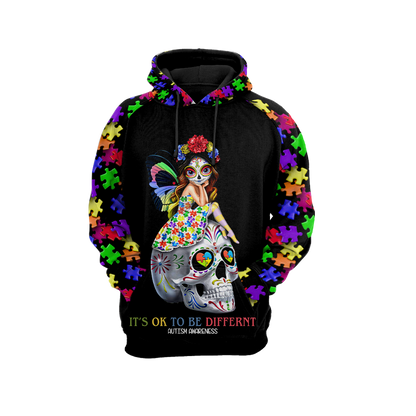 3D All Over Printed Autism Awareness -Cute Skull  Unisex Shirts XT