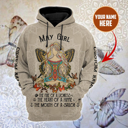 May Girl Hippie Customize Name 3D All Over Printed Hoodie