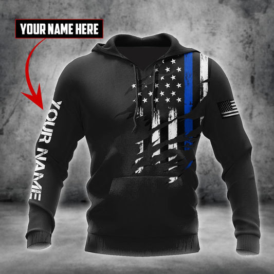 Thin Blue Line apparel US Law Enforcement custom name design 3d print shirts