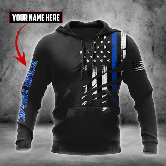 Thin Blue Line apparel US Law Enforcement custom name design 3d print shirts