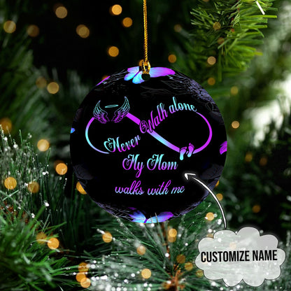 Custom name Never walk alone Memorial Gift Galaxy Christmas Ornaments