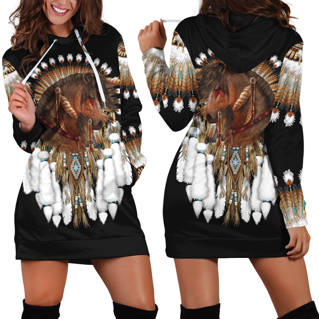 Native American 3D All Over Printed Hoodie Dress