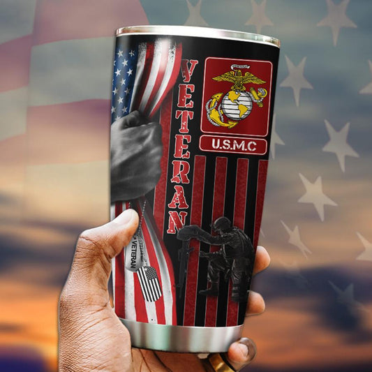 Customize Name United States Marine Corps Veteran Steel Tumbler