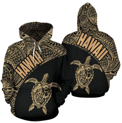 Hawaii Hoodie Turtle Mermaid Polynesian Wave - Gold Hoodie-Apparel-Phaethon-Hoodie-S-Vibe Cosy™