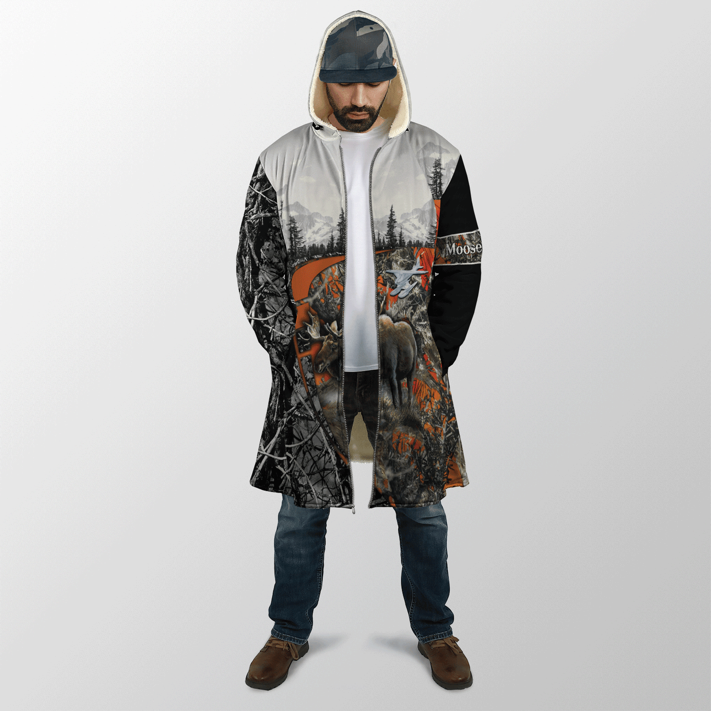 Moose Hunting Camo 3D Over Printed Unisex Deluxe Hoodie ML