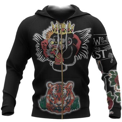 Irish Tattoo 3D All Over Printed Shirts For Men and Women TT020301-Apparel-TT-Zipped Hoodie-S-Vibe Cosy™