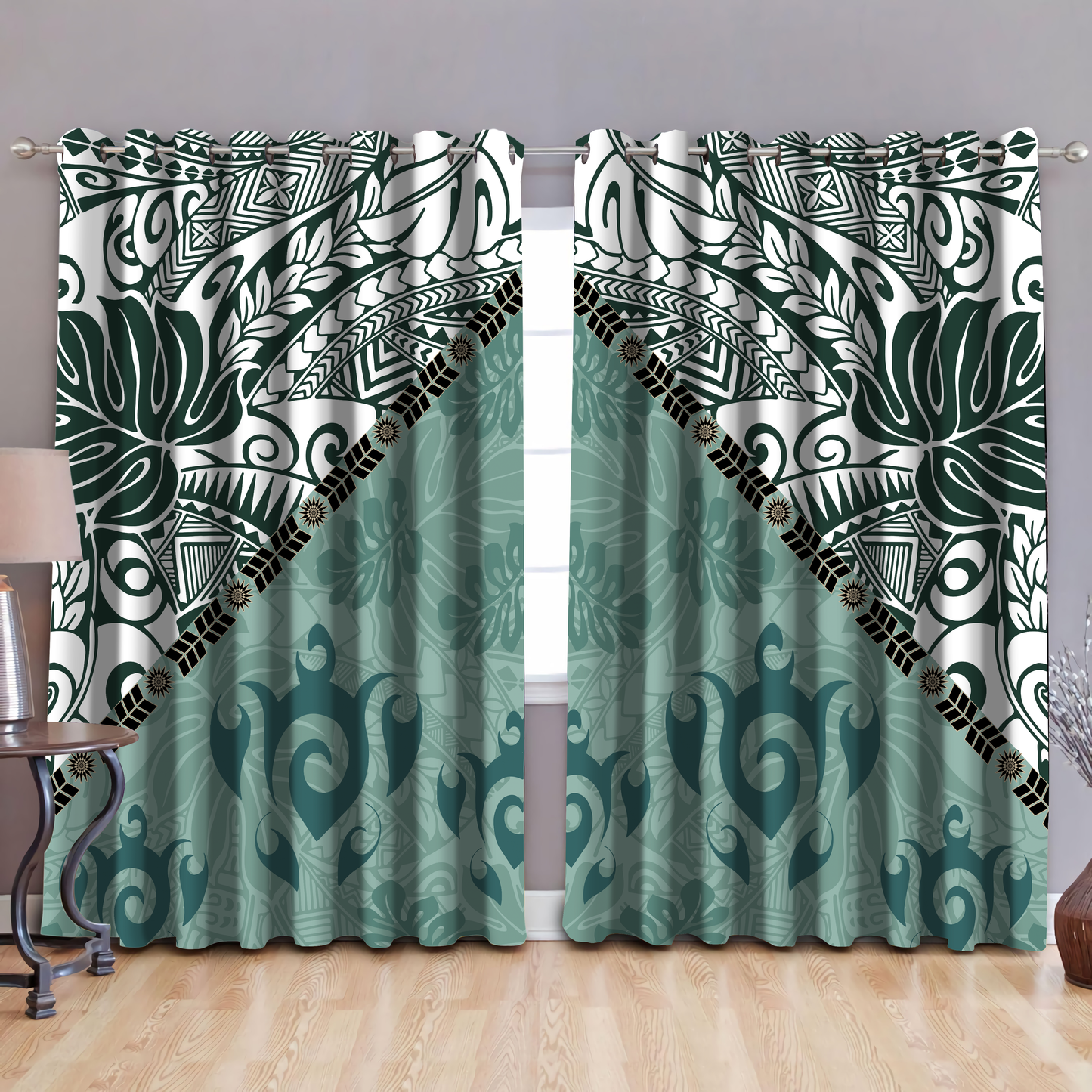 Premium Leaves And Turtles Window Curtains