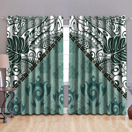 Premium Leaves And Turtles Window Curtains