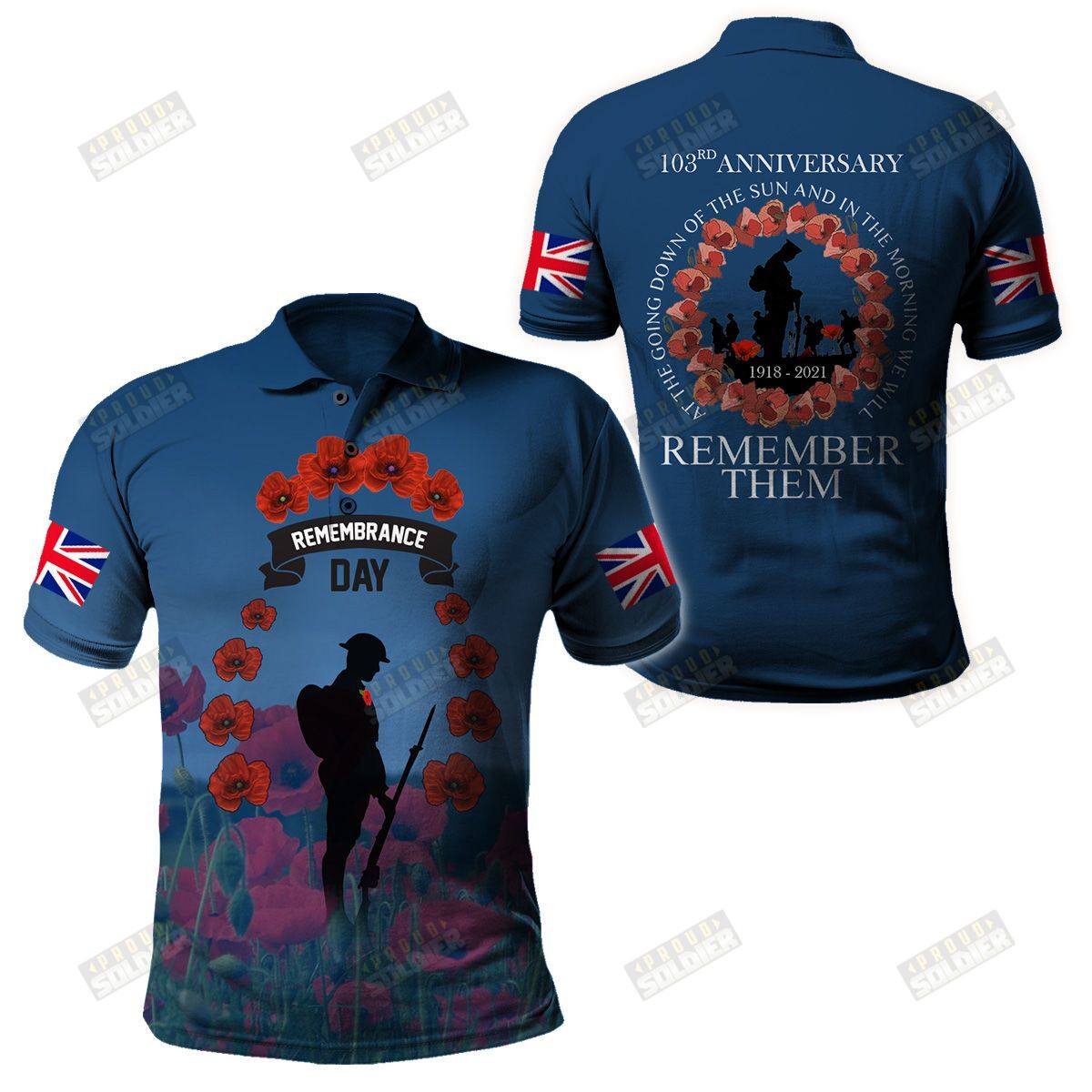 Remembrance Day 103rd Anniversary old man UK veteran 3D printed shirts