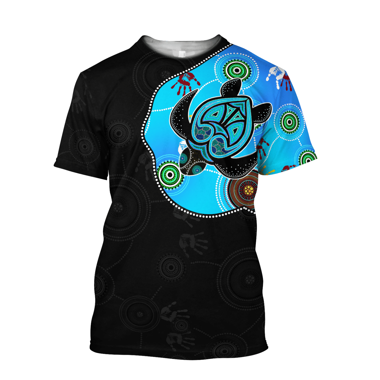 Aboriginal Art Blue Style Turtle Dreaming Paintings Combo T-Shirt Short