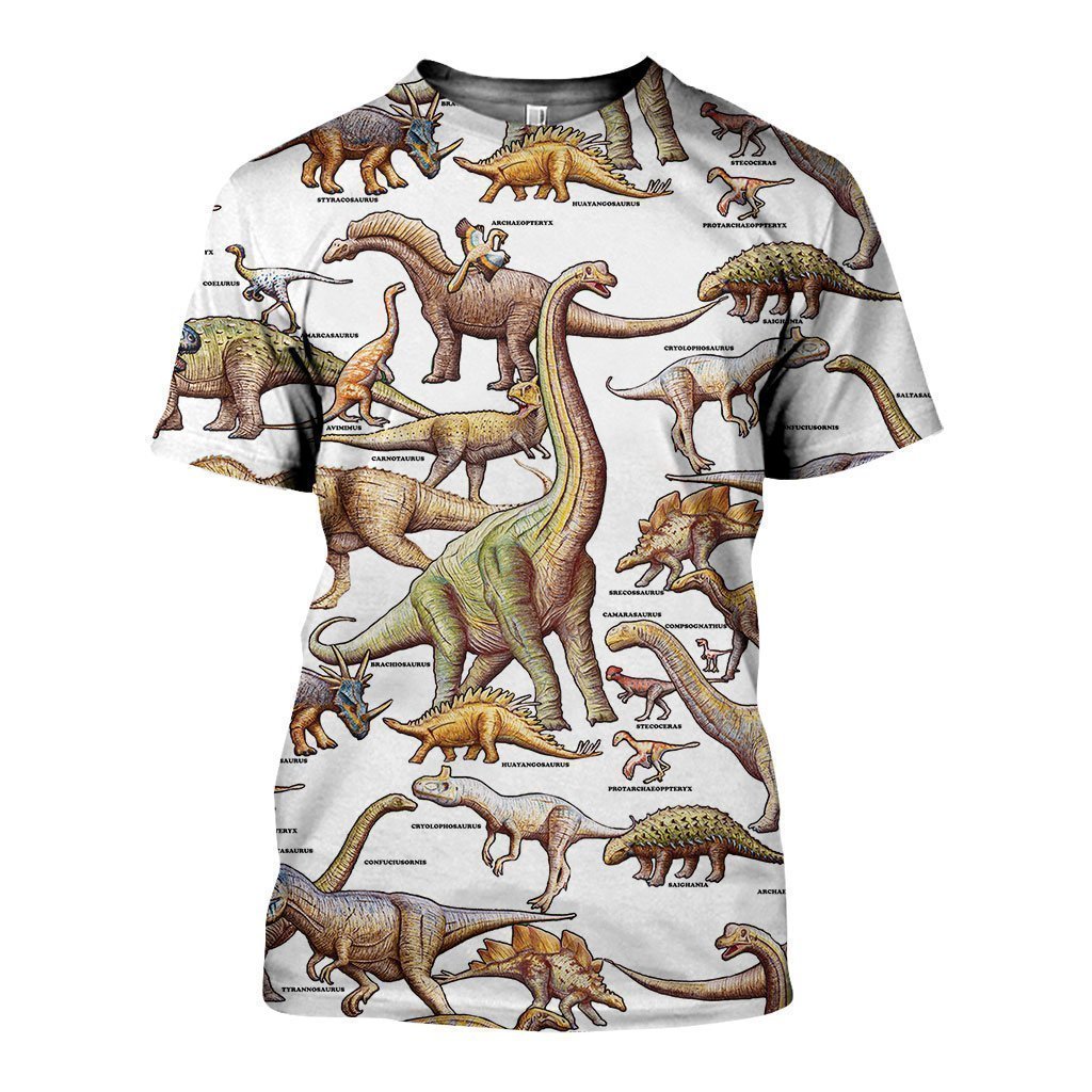 3D All Over Printed A Lot Of Dinosaurs Art Shirts and Shorts-3D All Over Printed Clothes-HP Arts-T-shirt-XS-Vibe Cosy™