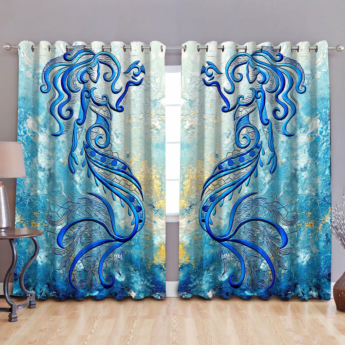 Be A Mermaid And Make Waves Window Curtains by SUN DQB07092013-Curtains-SUN-52'' x 63''-Vibe Cosy™