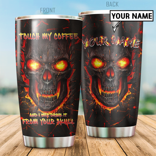 Customize Name Skull Steel Tumbler