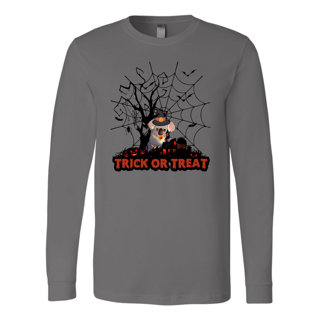 Australian Koala Trick or Treat Halloween T-Shirt 02 H9-T-SHIRTS-HP Arts-Canvas Long Sleeve Shirt-Asphalt-S-Vibe Cosy™